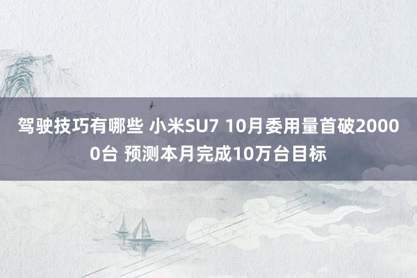 驾驶技巧有哪些 小米SU7 10月委用量首破20000台 预测本月完成10万台目标