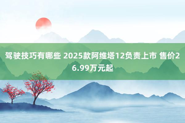 驾驶技巧有哪些 2025款阿维塔12负责上市 售价26.99万元起