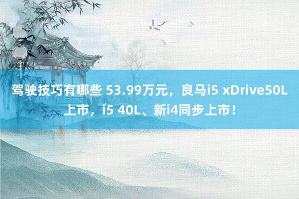 驾驶技巧有哪些 53.99万元，良马i5 xDrive50L上市，i5 40L、新i4同步上市！