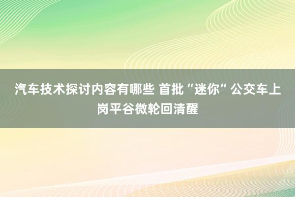 汽车技术探讨内容有哪些 首批“迷你”公交车上岗平谷微轮回清醒