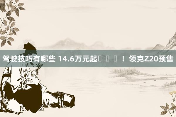 驾驶技巧有哪些 14.6万元起​​​！领克Z20预售