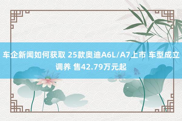 车企新闻如何获取 25款奥迪A6L/A7上市 车型成立调养 售42.79万元起