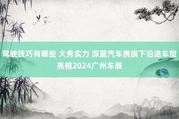 驾驶技巧有哪些 大秀实力 深蓝汽车携旗下沿途车型亮相2024广州车展