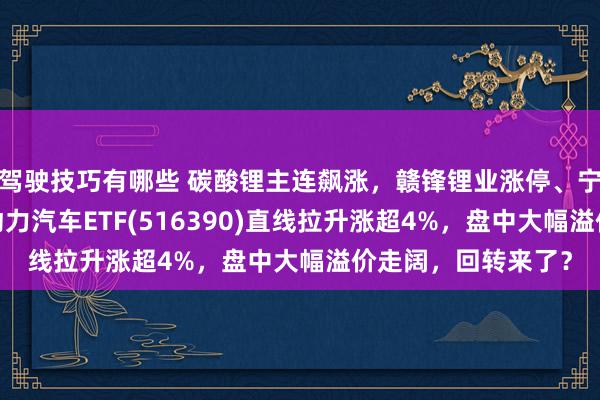 驾驶技巧有哪些 碳酸锂主连飙涨，赣锋锂业涨停、宁德期间涨3%，新动力汽车ETF(516390)直线拉升涨超4%，盘中大幅溢价走阔，回转来了？