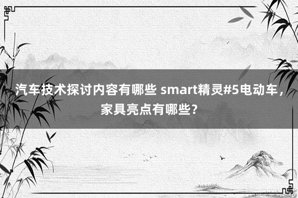 汽车技术探讨内容有哪些 smart精灵#5电动车，家具亮点有哪些？