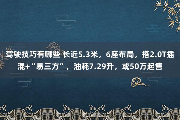 驾驶技巧有哪些 长近5.3米，6座布局，搭2.0T插混+“易三方”，油耗7.29升，或50万起售