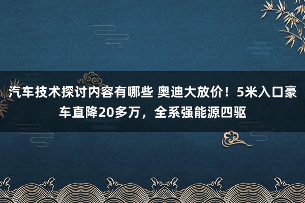 汽车技术探讨内容有哪些 奥迪大放价！5米入口豪车直降20多万，全系强能源四驱