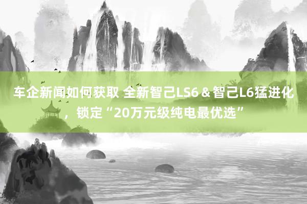 车企新闻如何获取 全新智己LS6＆智己L6猛进化，锁定“20万元级纯电最优选”