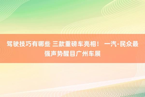 驾驶技巧有哪些 三款重磅车亮相！ 一汽-民众最强声势醒目广州车展