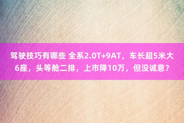 驾驶技巧有哪些 全系2.0T+9AT，车长超5米大6座，头等舱二排，上市降10万，但没诚意？