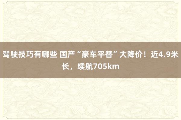 驾驶技巧有哪些 国产“豪车平替”大降价！近4.9米长，续航705km