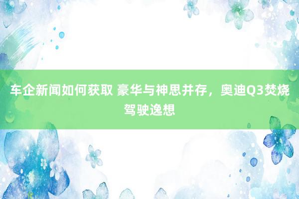 车企新闻如何获取 豪华与神思并存，奥迪Q3焚烧驾驶逸想