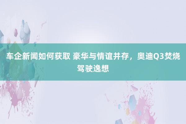 车企新闻如何获取 豪华与情谊并存，奥迪Q3焚烧驾驶逸想