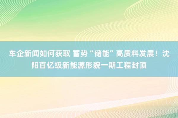 车企新闻如何获取 蓄势“储能”高质料发展！沈阳百亿级新能源形貌一期工程封顶