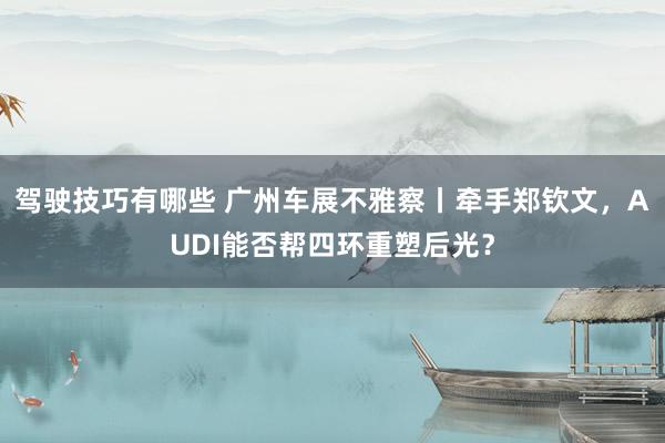 驾驶技巧有哪些 广州车展不雅察丨牵手郑钦文，AUDI能否帮四环重塑后光？