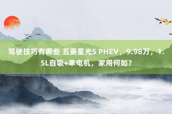 驾驶技巧有哪些 五菱星光S PHEV，9.98万，1.5L自吸+单电机，家用何如？