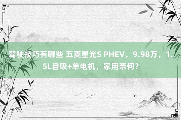 驾驶技巧有哪些 五菱星光S PHEV，9.98万，1.5L自吸+单电机，家用奈何？