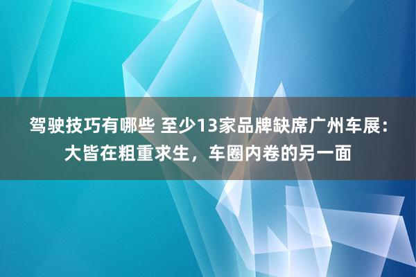 驾驶技巧有哪些 至少13家品牌缺席广州车展：大皆在粗重求生，车圈内卷的另一面