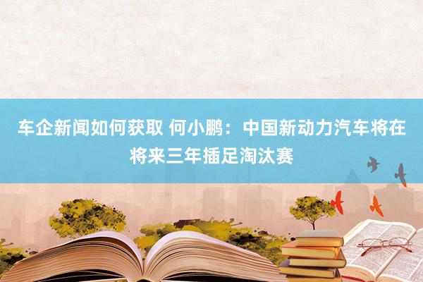 车企新闻如何获取 何小鹏：中国新动力汽车将在将来三年插足淘汰赛