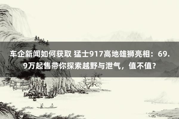 车企新闻如何获取 猛士917高地雄狮亮相：69.9万起售带你探索越野与泄气，值不值？