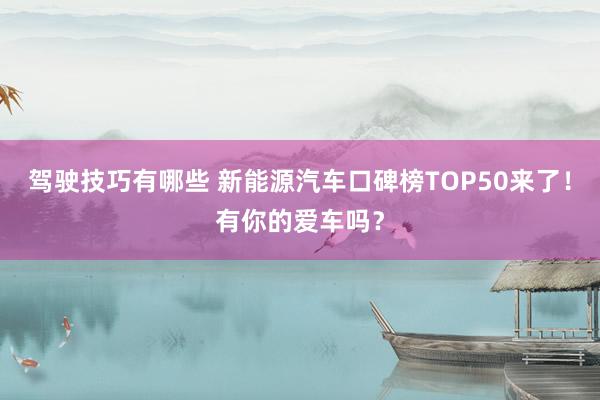 驾驶技巧有哪些 新能源汽车口碑榜TOP50来了！有你的爱车吗？