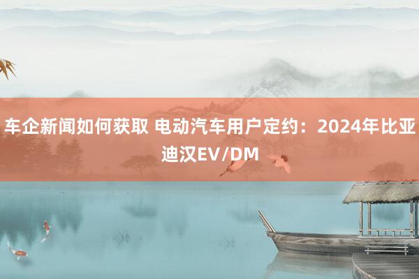 车企新闻如何获取 电动汽车用户定约：2024年比亚迪汉EV/DM