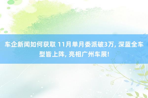 车企新闻如何获取 11月单月委派破3万, 深蓝全车型皆上阵, 亮相广州车展!