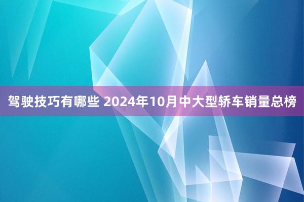 驾驶技巧有哪些 2024年10月中大型轿车销量总榜