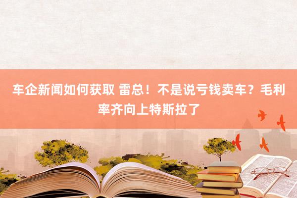 车企新闻如何获取 雷总！不是说亏钱卖车？毛利率齐向上特斯拉了