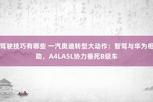 驾驶技巧有哪些 一汽奥迪转型大动作：智驾与华为相助，A4LA5L协力垂死B级车