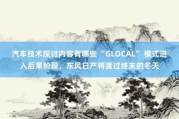 汽车技术探讨内容有哪些 “GLOCAL” 模式进入后果阶段，东风日产将渡过终末的冬天