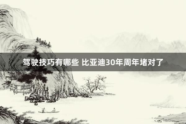 驾驶技巧有哪些 比亚迪30年周年堵对了