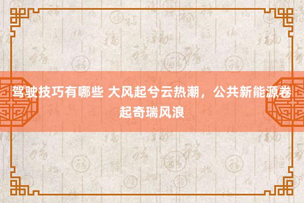 驾驶技巧有哪些 大风起兮云热潮，公共新能源卷起奇瑞风浪