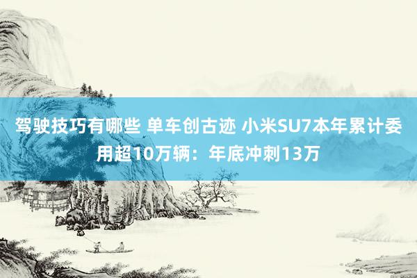 驾驶技巧有哪些 单车创古迹 小米SU7本年累计委用超10万辆：年底冲刺13万