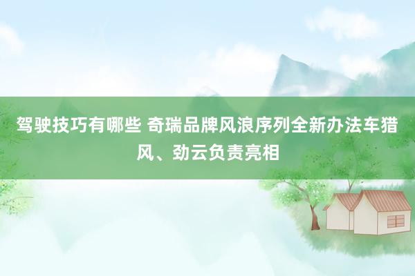 驾驶技巧有哪些 奇瑞品牌风浪序列全新办法车猎风、劲云负责亮相