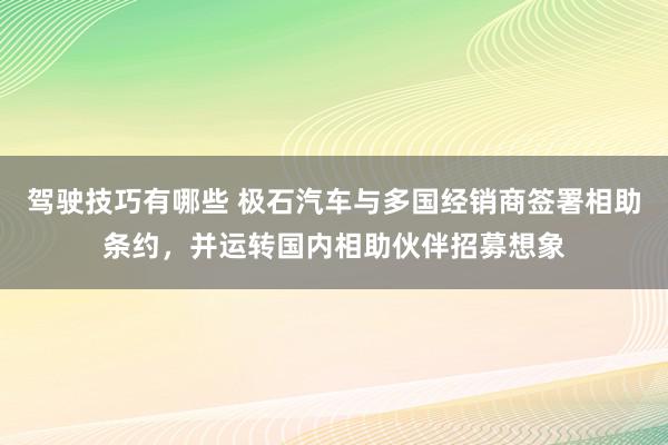 驾驶技巧有哪些 极石汽车与多国经销商签署相助条约，并运转国内相助伙伴招募想象