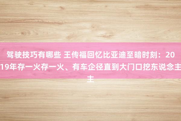 驾驶技巧有哪些 王传福回忆比亚迪至暗时刻：2019年存一火存一火、有车企径直到大门口挖东说念主