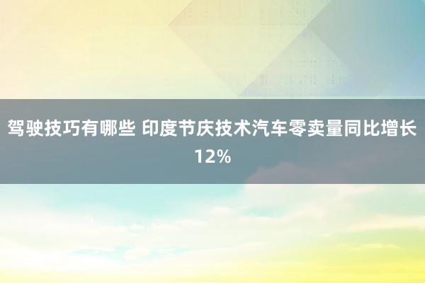 驾驶技巧有哪些 印度节庆技术汽车零卖量同比增长12%