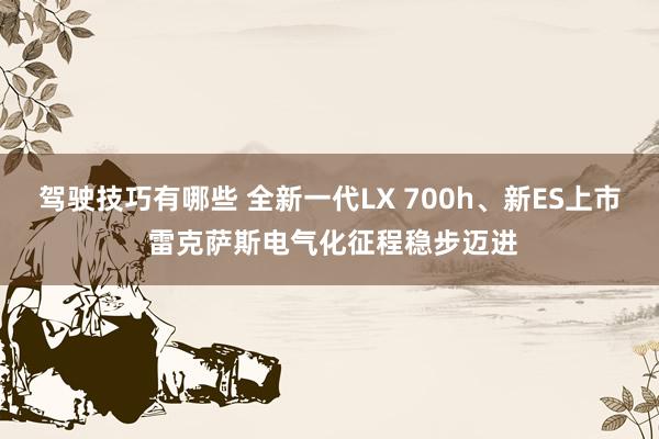 驾驶技巧有哪些 全新一代LX 700h、新ES上市 雷克萨斯电气化征程稳步迈进