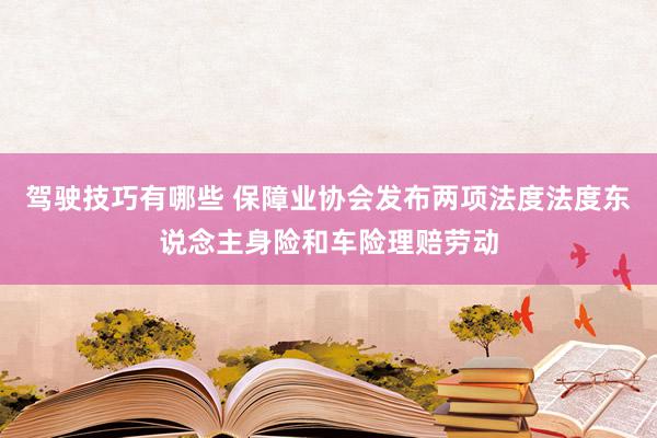 驾驶技巧有哪些 保障业协会发布两项法度法度东说念主身险和车险理赔劳动