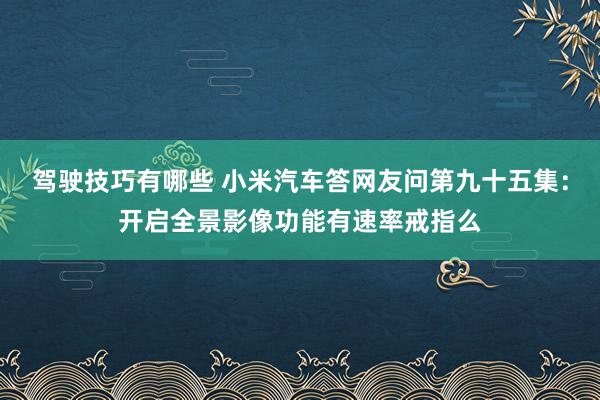 驾驶技巧有哪些 小米汽车答网友问第九十五集：开启全景影像功能有速率戒指么